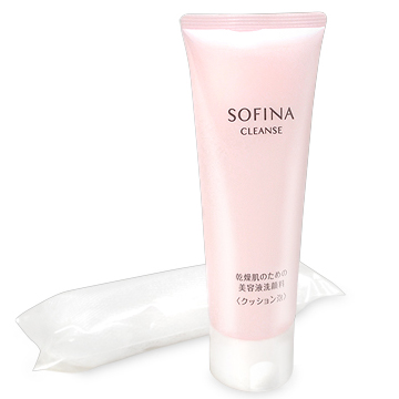 花王ソフィーナ 乾燥肌のための美容液洗顔料 クッション泡 (泡立てネット付き) 120g