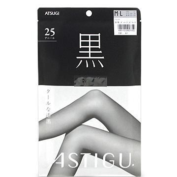 アツギ アスティーグ 【黒】 クールな漆黒 25デニール シアータイツ M～L #016 ディープブラック