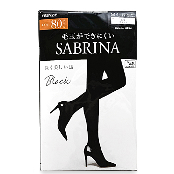 サブリナ Black 深く美しい黒 80デニールタイツ M～L #026 ブラック